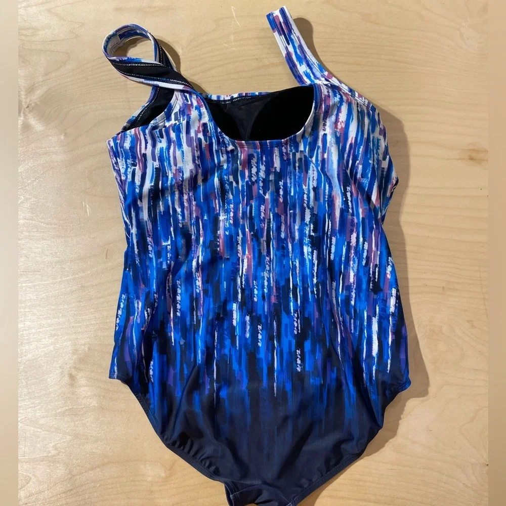 Swim Suits For All Blue and Purple SwimSuit 16 (OO)